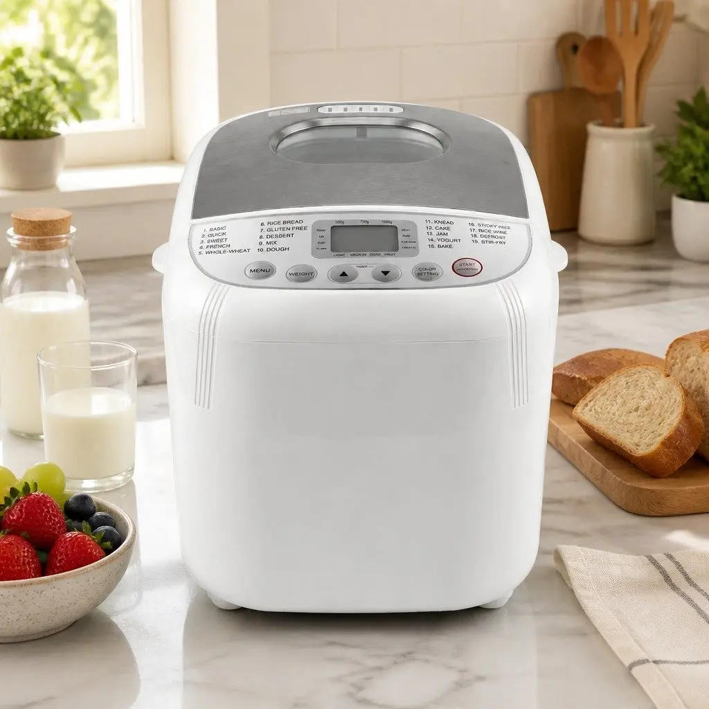 Bread Maker Machine Automatic 19 Programs 2lb Capacity Non-Stick Pan White