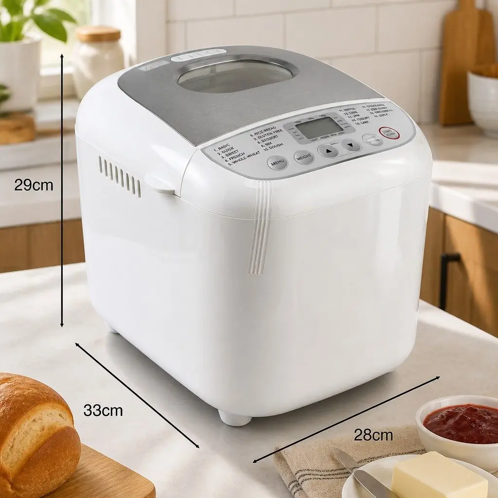 Bread Maker Machine Automatic 19 Programs 2lb Capacity Non-Stick Pan White