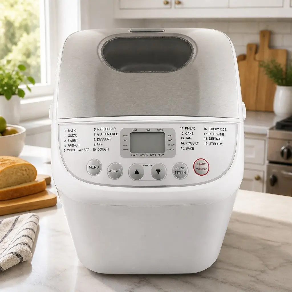 Bread Maker Machine Automatic 19 Programs 2lb Capacity Non-Stick Pan White