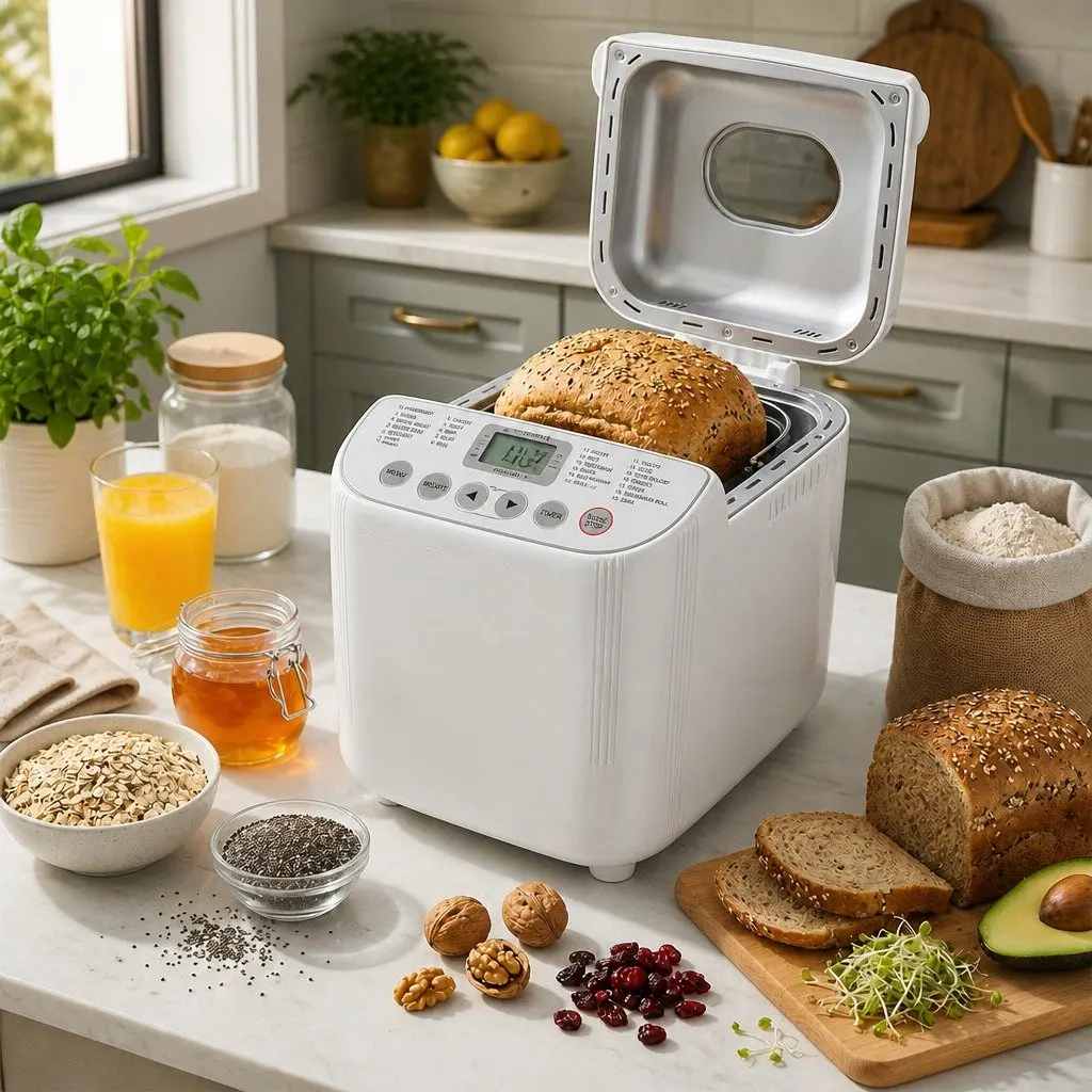 Bread Maker Machine Automatic 19 Programs 2lb Capacity Non-Stick Pan White