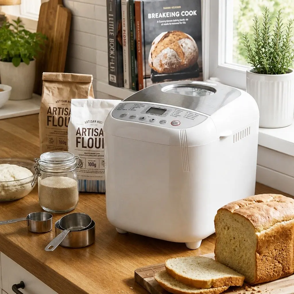 Bread Maker Machine Automatic 19 Programs 2lb Capacity Non-Stick Pan White