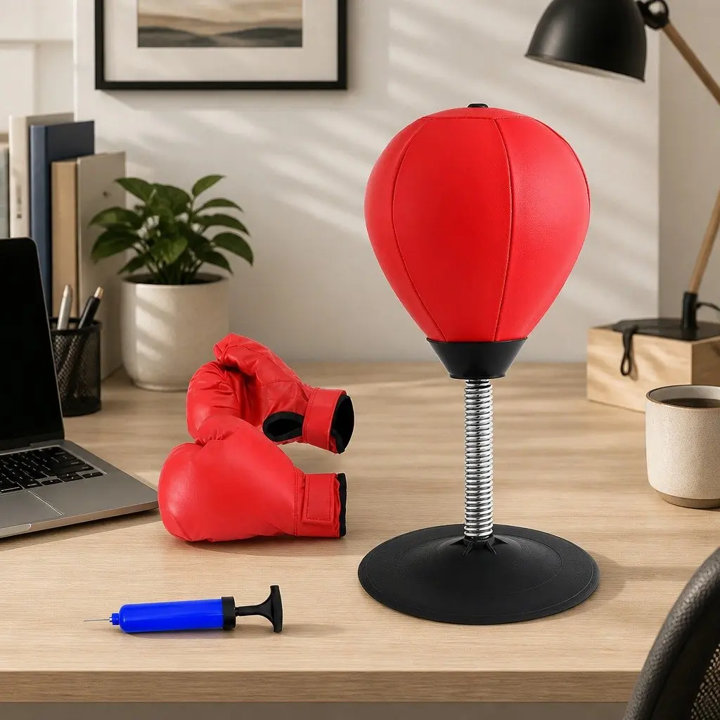 Desktop Punching Bag Stand with Suction Cup Base 15 x 17.5 x 36 cm Red