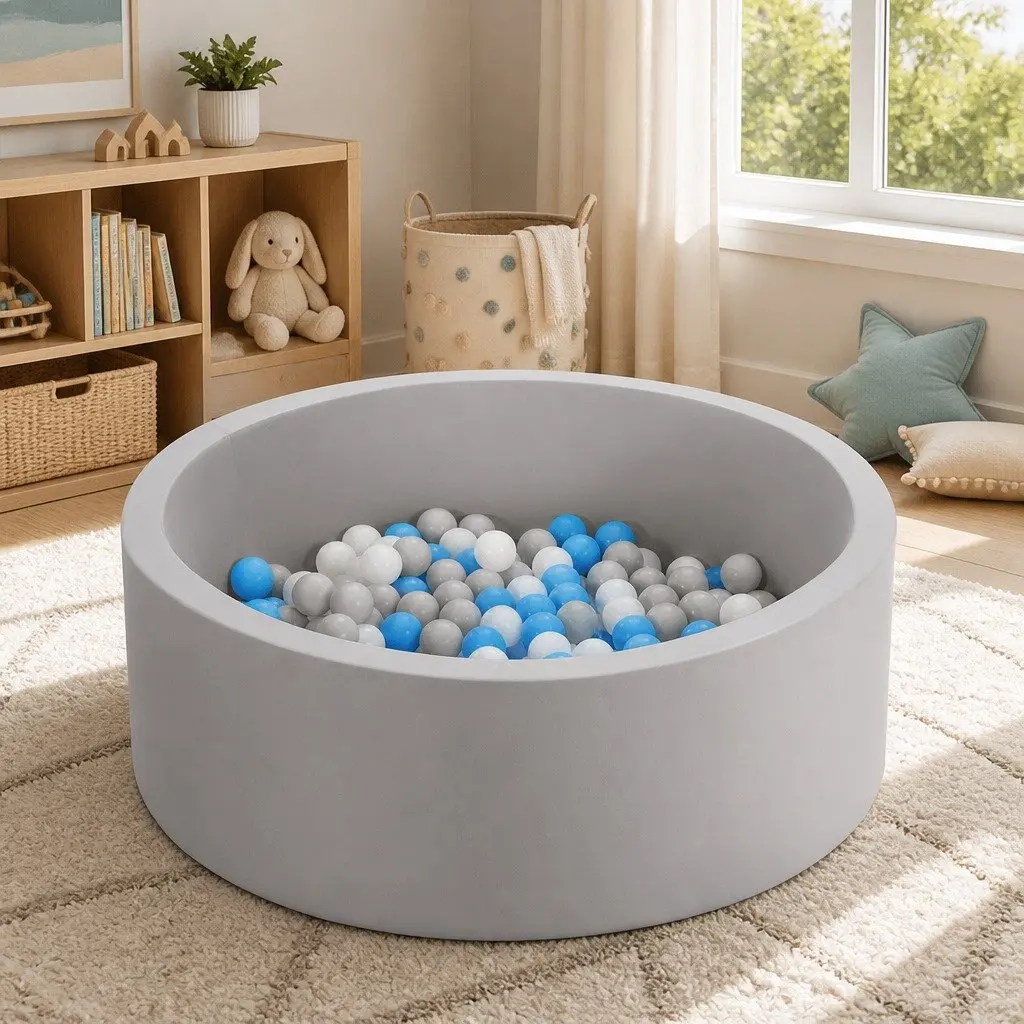 Kids Foam Ball Pit Soft Sponge 90cm Grey Play Pen Pool