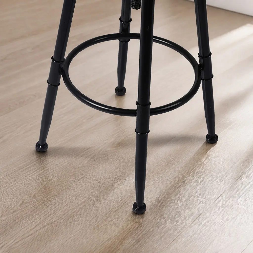 Bar Stool Kitchen Counter Height Swivel Adjustable Wooden PU Seat Footrest