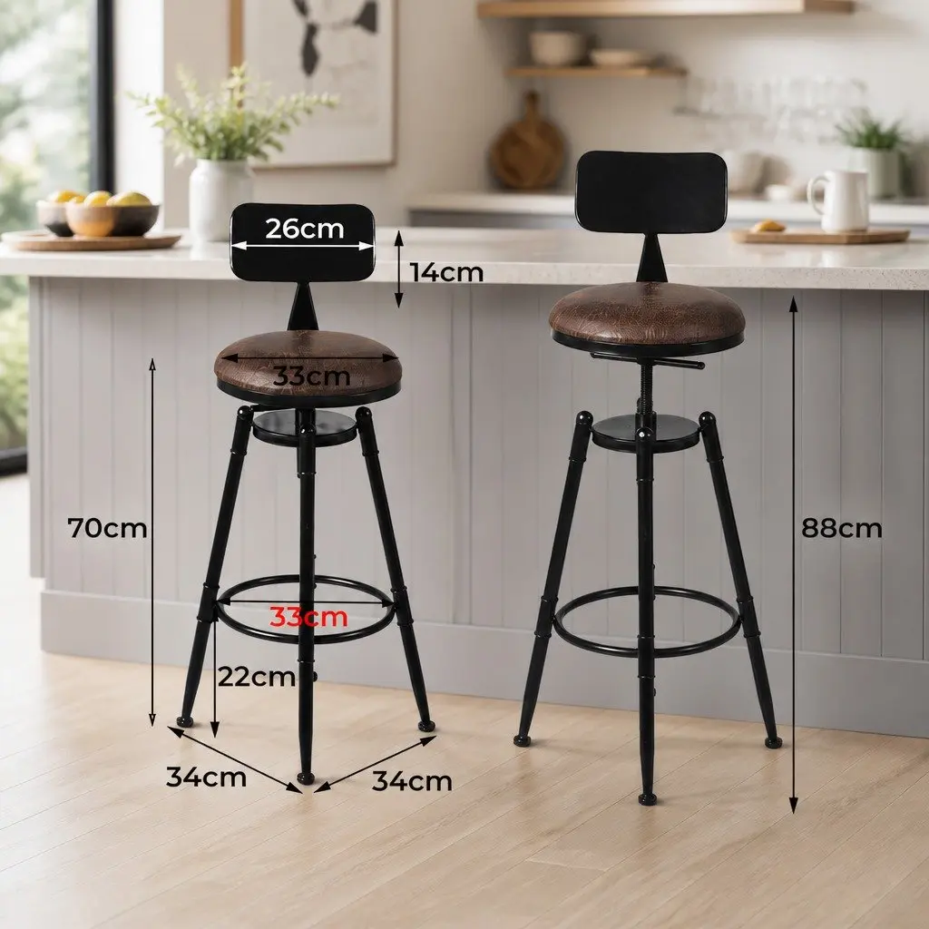 Bar Stools Set of 4 Kitchen Counter Height Wooden Swivel Adjustable Footrest