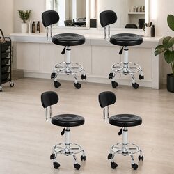 Swivel Bar Stools Set of 4 PU Leather Salon Chairs Adjustable Height Office