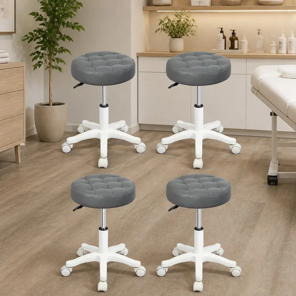 Rolling Bar Stool Swivel Chair with Casters Salon Spa Office Salon Seating Set 4