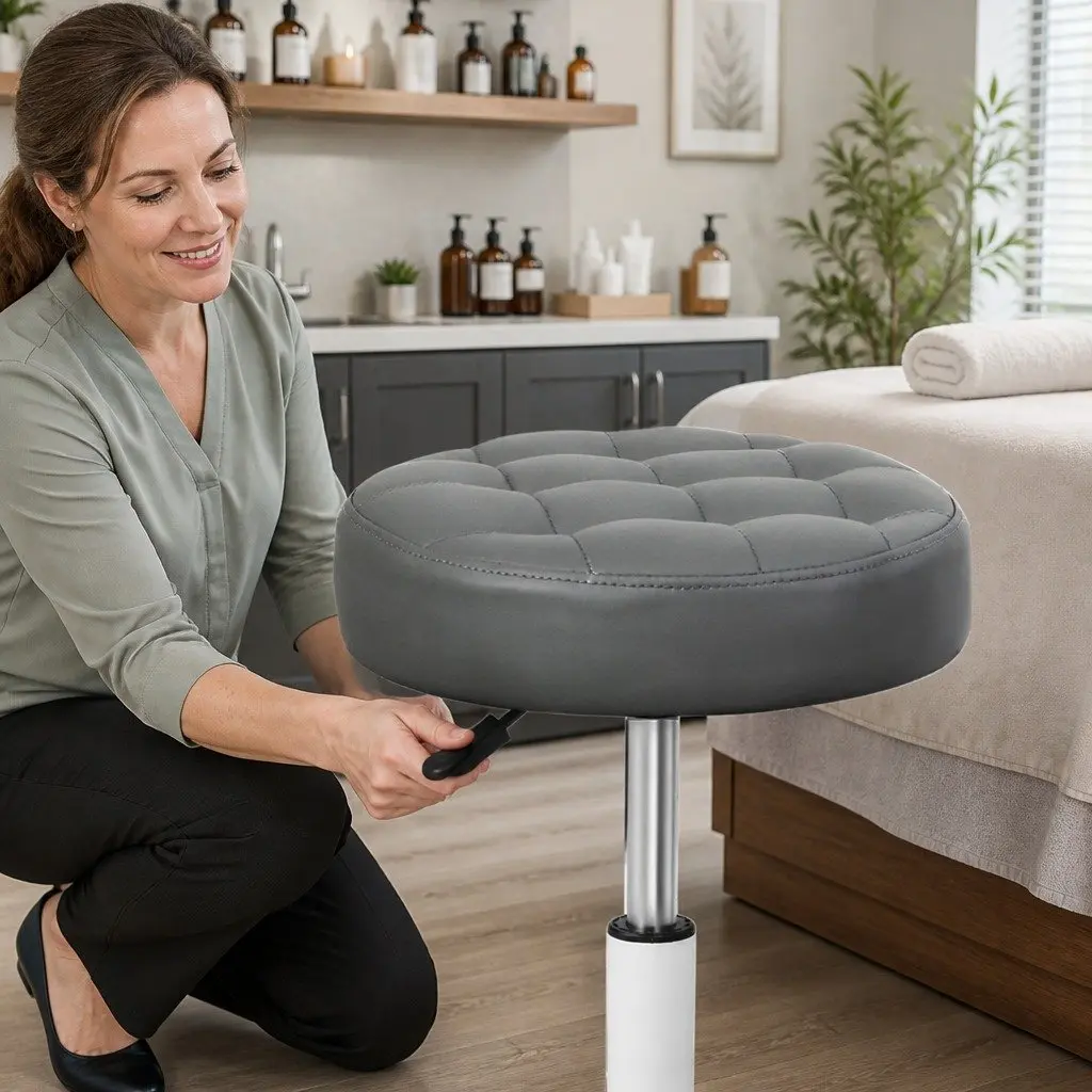 Rolling Bar Stool Swivel Chair with Casters Salon Spa Office Salon Seating Set 4