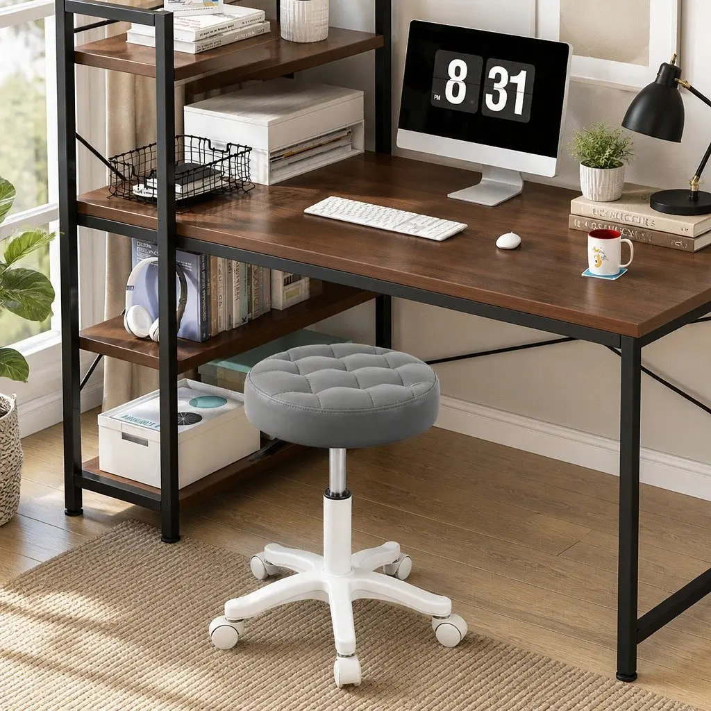 Rolling Bar Stool Swivel Chair with Casters Salon Spa Office Salon Seating Set 4