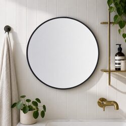 Round Wall Mirror X-Large Bathroom Makeup Home Living Room Decor Black
