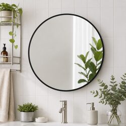 Round Wall Mirror Bathroom Makeup Self-Grooming Decor Home Living Room