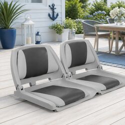 Folding Boat Seats 2 Pack Swivel Marine Low Back Padded Grey Charcoal