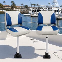 Folding Boat Seats 2 Pack Swivel Pedestal Marine Seating Adjustable 55-75cm