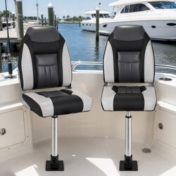 Folding Boat Seats with Adjustable Swivel Pedestals 55–75cm Marine High Back