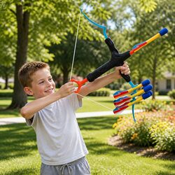 Kids Bow and Arrow Set Outdoor Archery Toy Game with Foam Arrows Indoor Fun