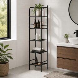 Floor Standing Corner Shower Caddy 5 Tier Bathroom Storage Organizer Black