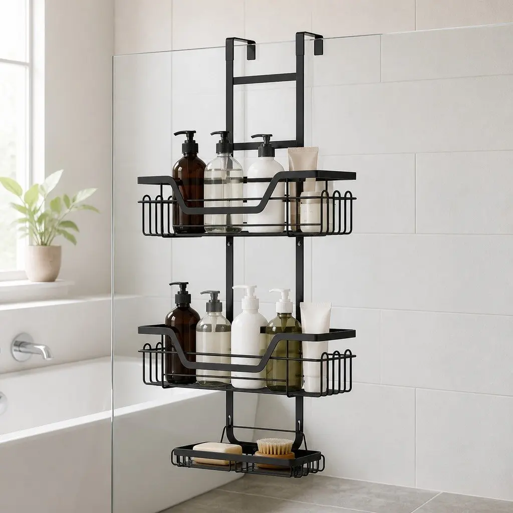 Over The Door Shower Caddy 3 Tier Hanging Storage Organizer Black