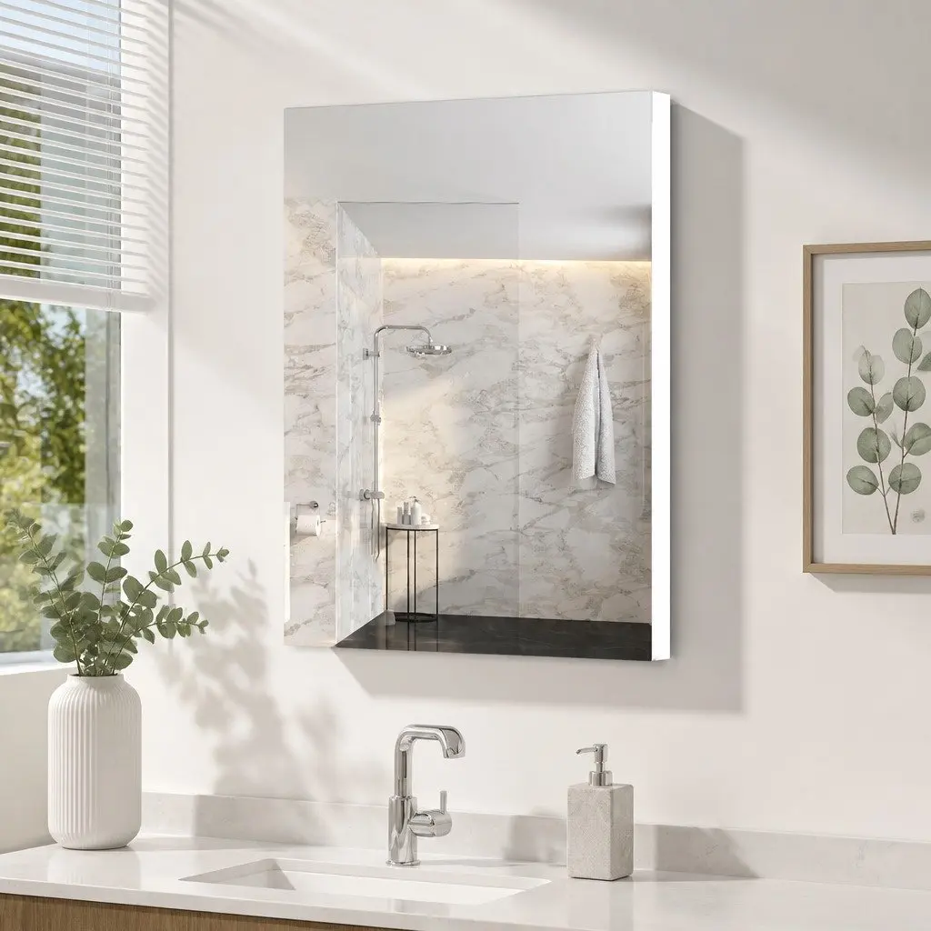 Bathroom Mirror Cabinet Soft-Close Doors Adjustable Shelves 450x720mm White