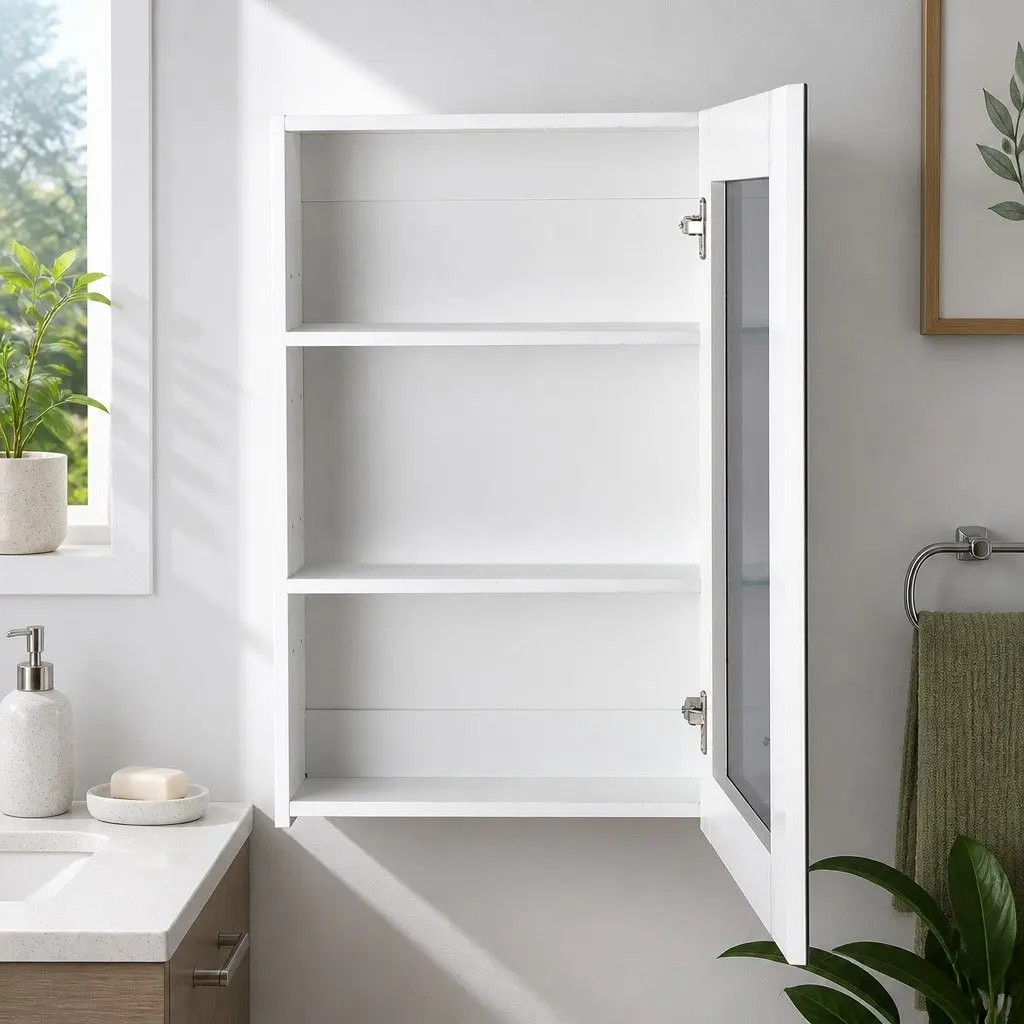 Bathroom Mirror Cabinet Soft-Close Doors Adjustable Shelves 450x720mm White