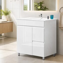 Bathroom Vanity Unit 765mm Freestanding Basin Cabinet White Cupboard Storage