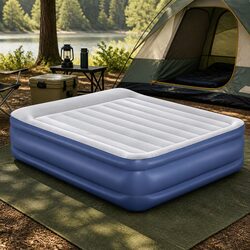 Queen Size Air Bed Inflatable Mattress Coil Beam Electric Pump Indoor Outdoor