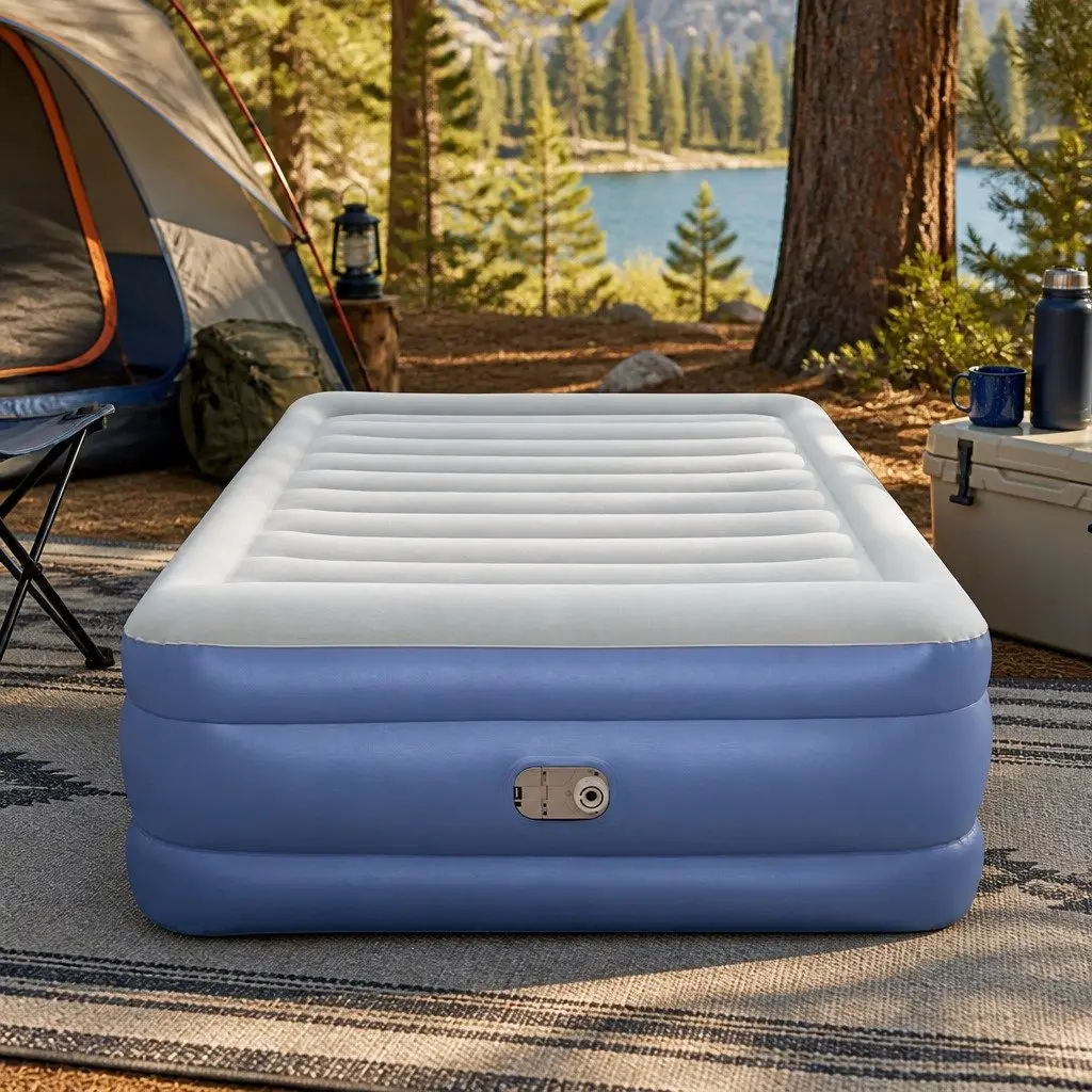 Air Mattress Queen Size Inflatable Bed Camping Airbed Built-in Pump Portable