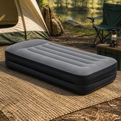 Single Air Mattress Inflatable Bed 46cm Camping Indoor Outdoor Airbed Black