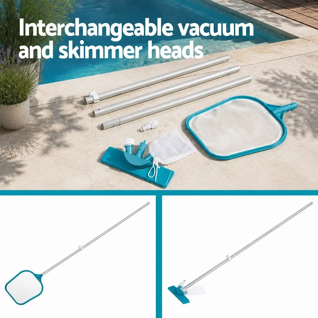 Pool Cleaner Vacuum Skimmer Kit Adjustable Aluminium Pole Above Ground Swimming