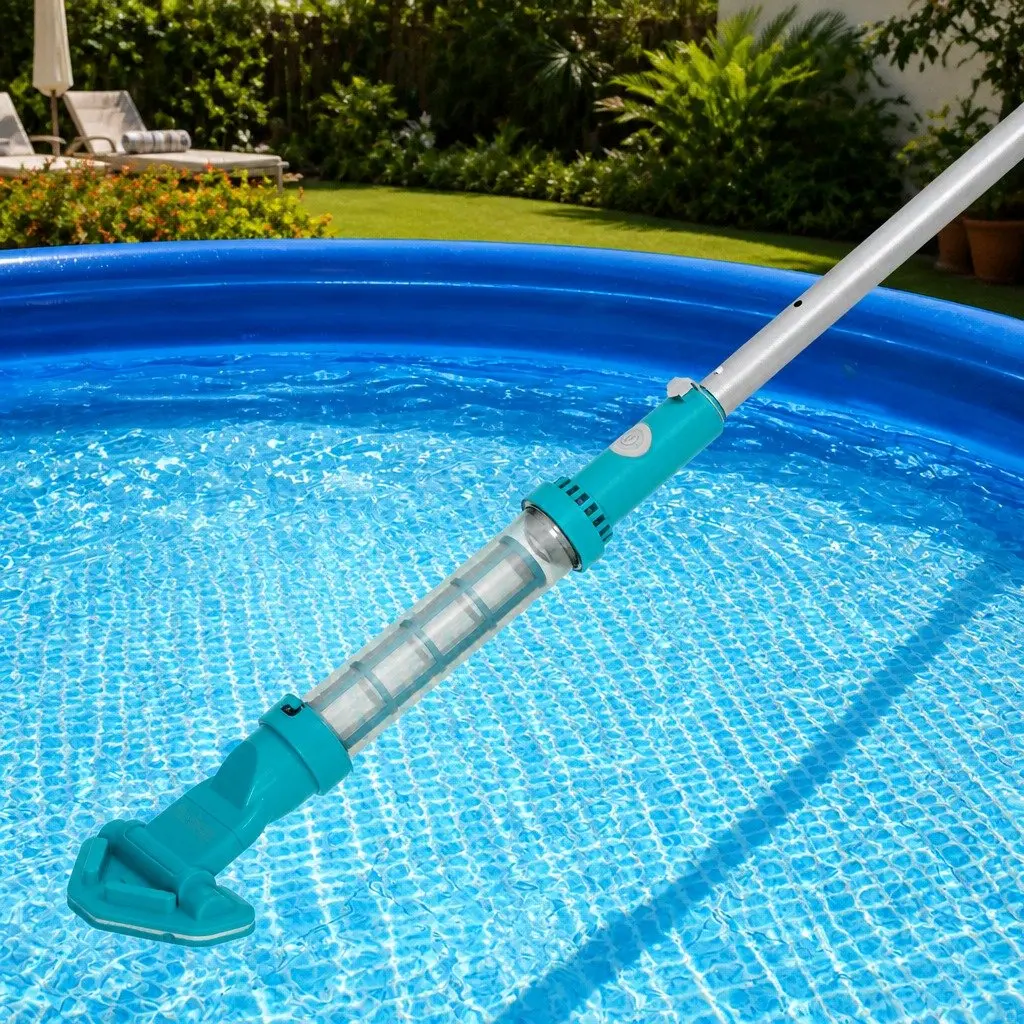 Cordless Pool Vacuum Cleaner Rechargeable Submersible 16.8cm x 9.8cm x 252cm White Blue
