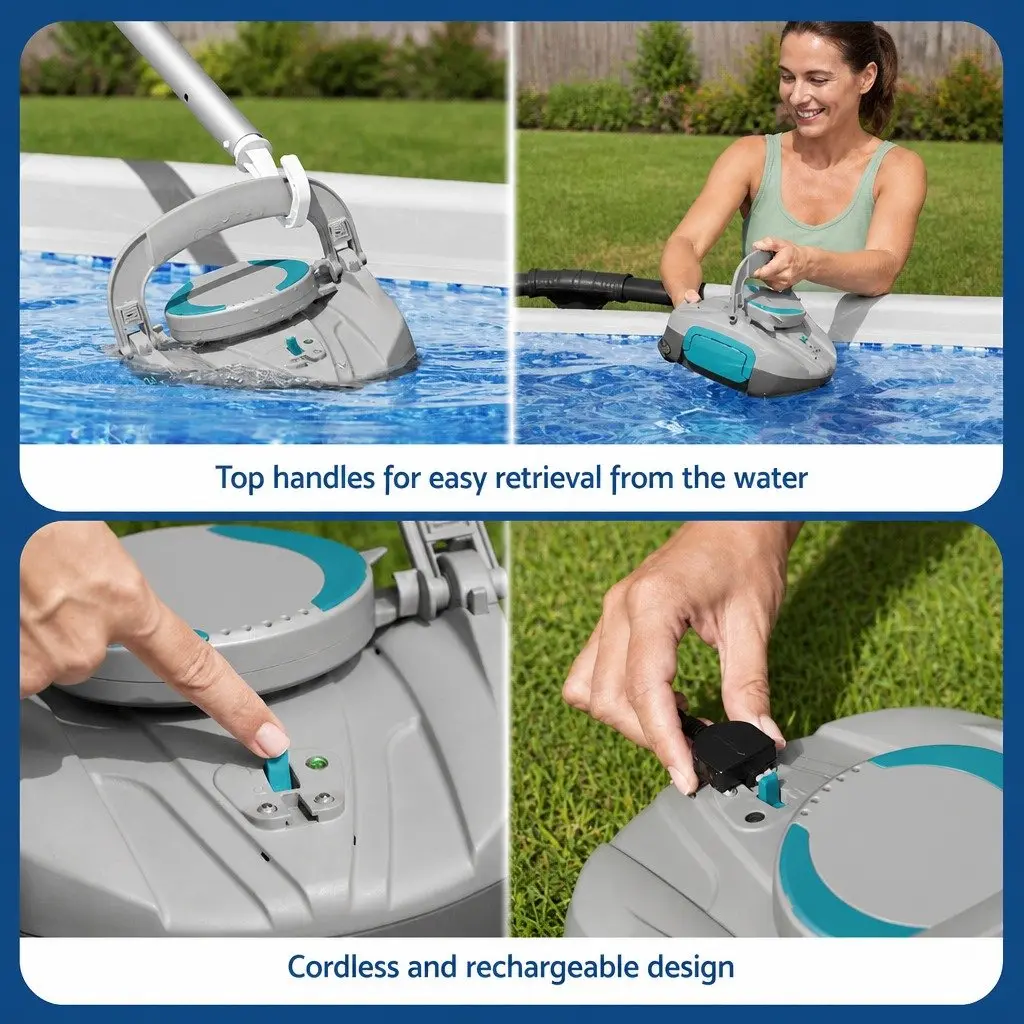 Robotic Pool Cleaner Cordless Automatic Robot Cleaning Swimming Pools Floor
