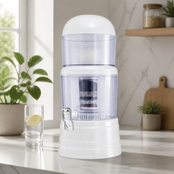 Benchtop Gravity Water Filter 14L Multi-Stage Filtration System White Home