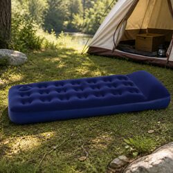 Single Air Mattress Inflatable Bed Coil-Beam Navy Indoor Outdoor Camping Sleep