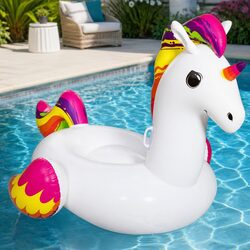 Unicorn Inflatable Pool Float Rider Lounger 224x156cm Aquatic Fun Floats