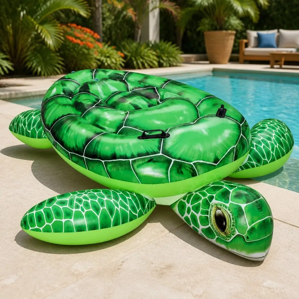 Turtle Rider Inflatable Pool Float Lounger 153x140cm Aquatic Toy Kids Summer Fun