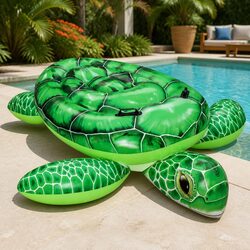 Turtle Rider Inflatable Pool Float Lounger 153x140cm Aquatic Toy Kids Summer Fun