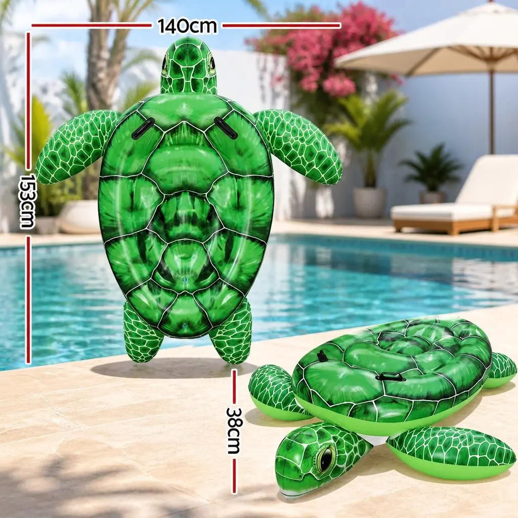 Turtle Rider Inflatable Pool Float Lounger 153x140cm Aquatic Toy Kids Summer Fun