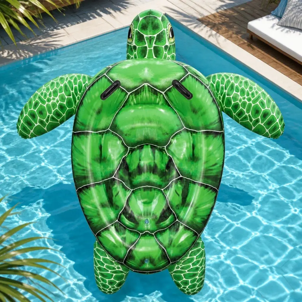 Turtle Rider Inflatable Pool Float Lounger 153x140cm Aquatic Toy Kids Summer Fun