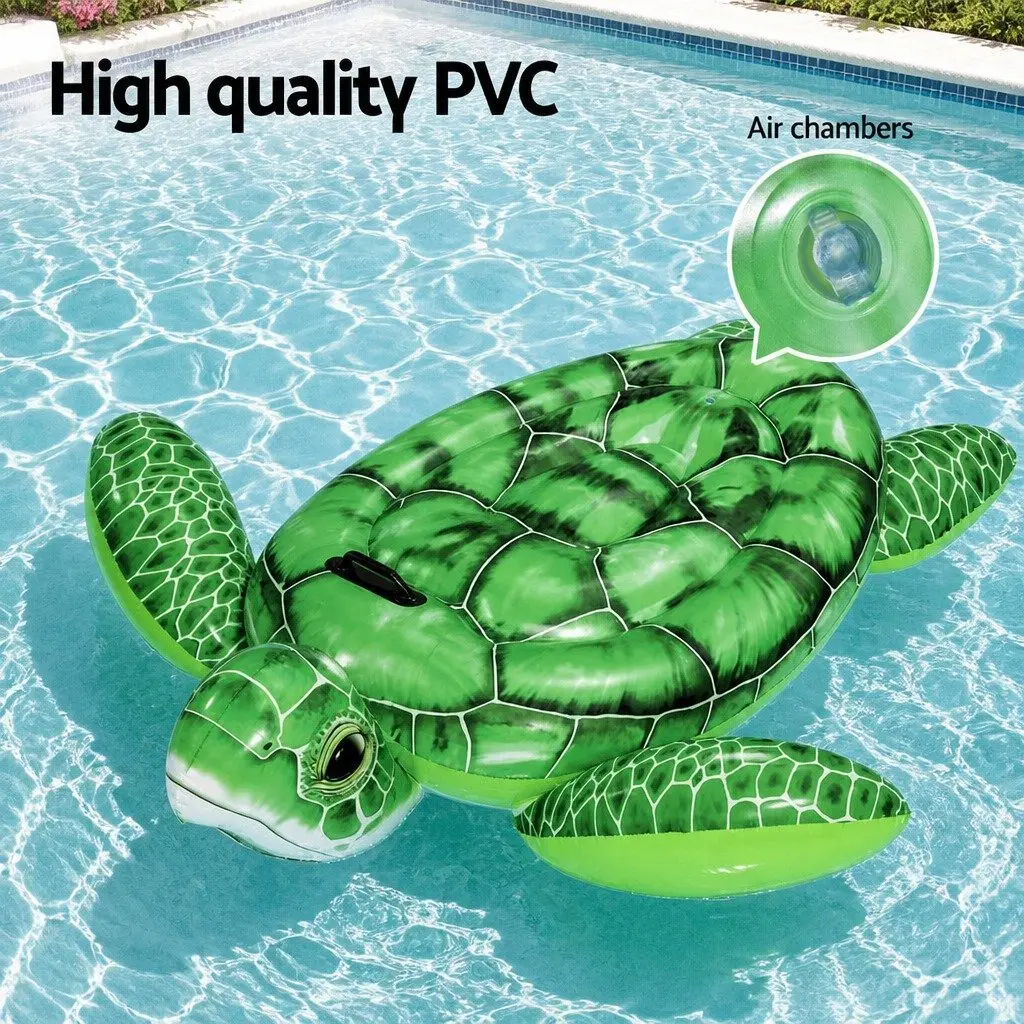 Turtle Rider Inflatable Pool Float Lounger 153x140cm Aquatic Toy Kids Summer Fun