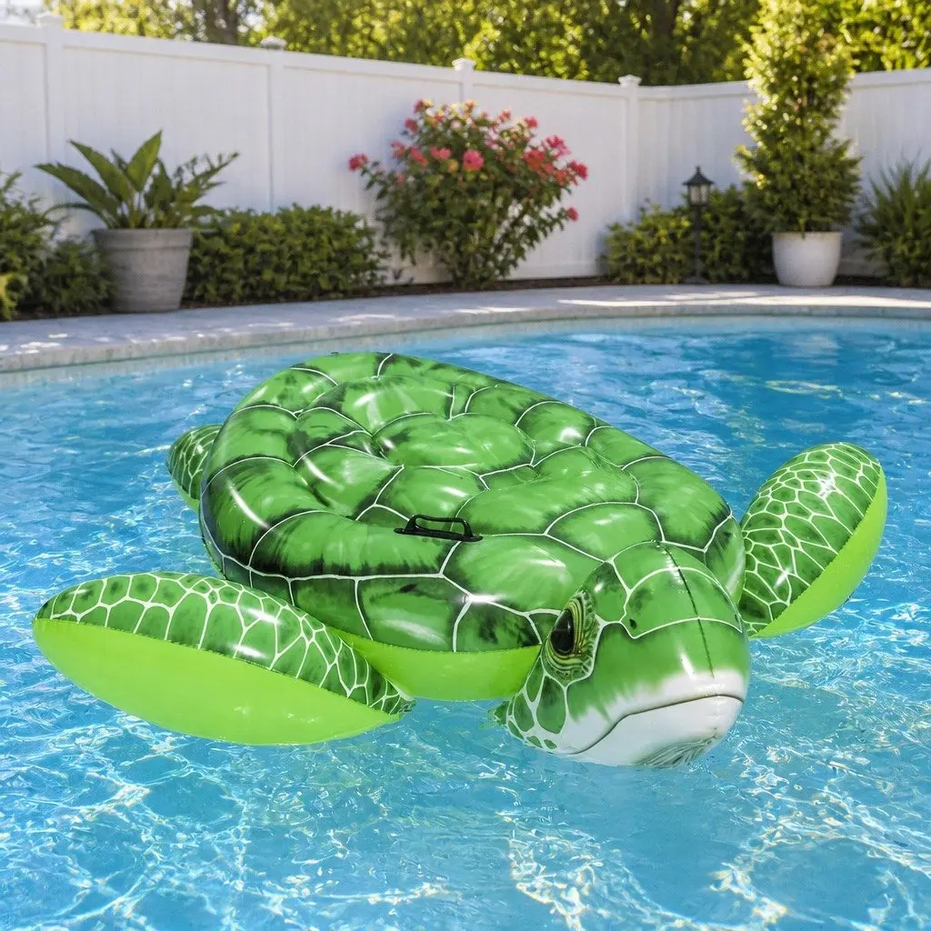 Turtle Rider Inflatable Pool Float Lounger 153x140cm Aquatic Toy Kids Summer Fun