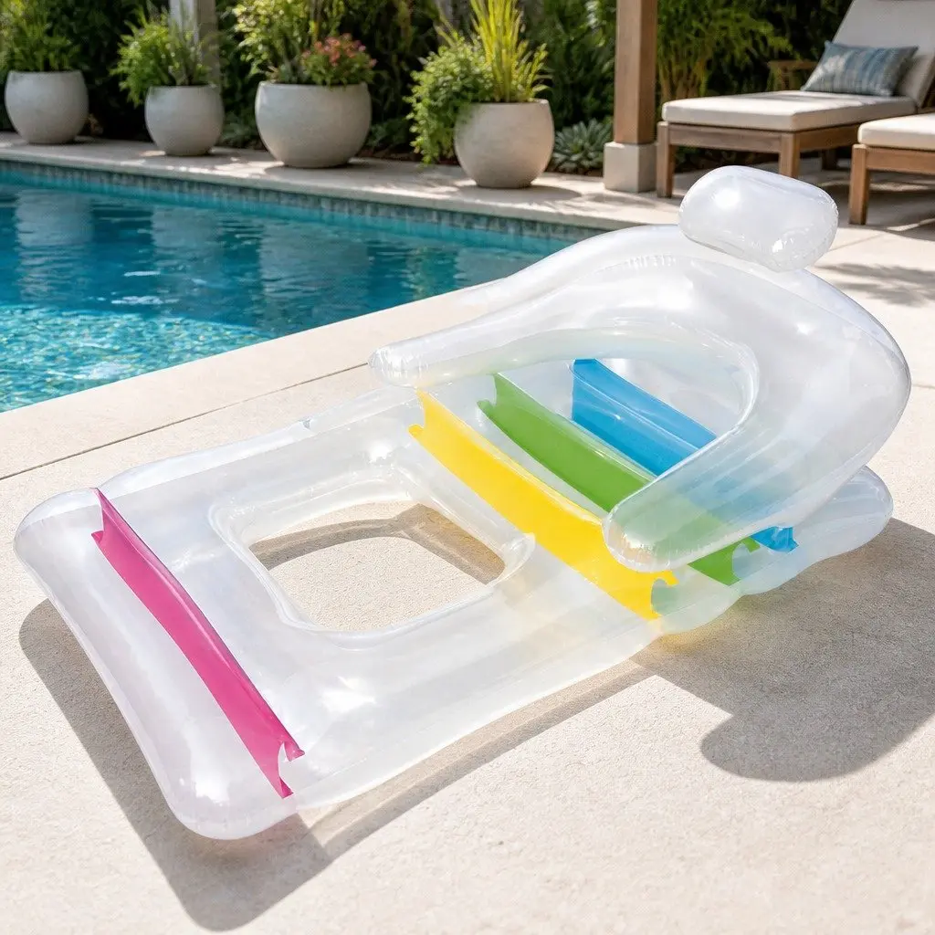 Inflatable Pool Lounge Float Chair Bed Recliner with Headrest Armrests Backrest