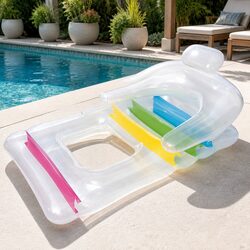 Inflatable Pool Lounge Float Chair Bed Recliner with Headrest Armrests Backrest