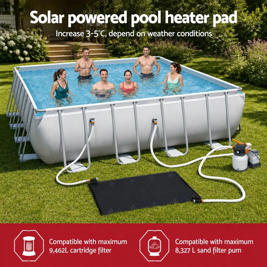 Solar Pool Heater Pad 110x171cm Black Water Warmer 3-5°C Boost Temperature