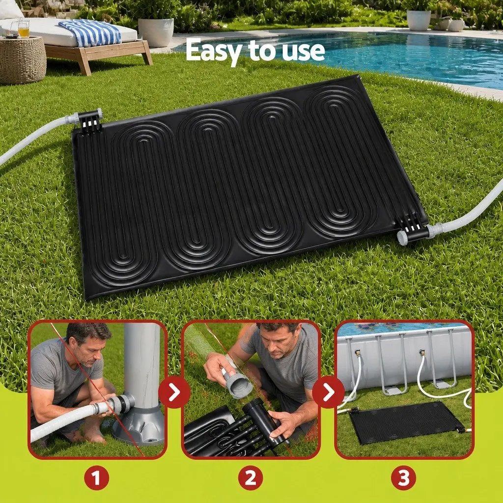 Solar Pool Heater Pad 110x171cm Black Water Warmer 3-5°C Boost Temperature