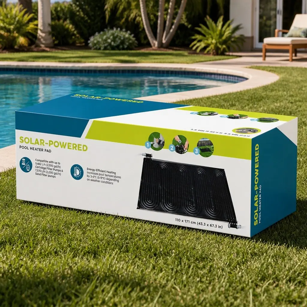 Solar Pool Heater Pad 110x171cm Black Water Warmer 3-5°C Boost Temperature