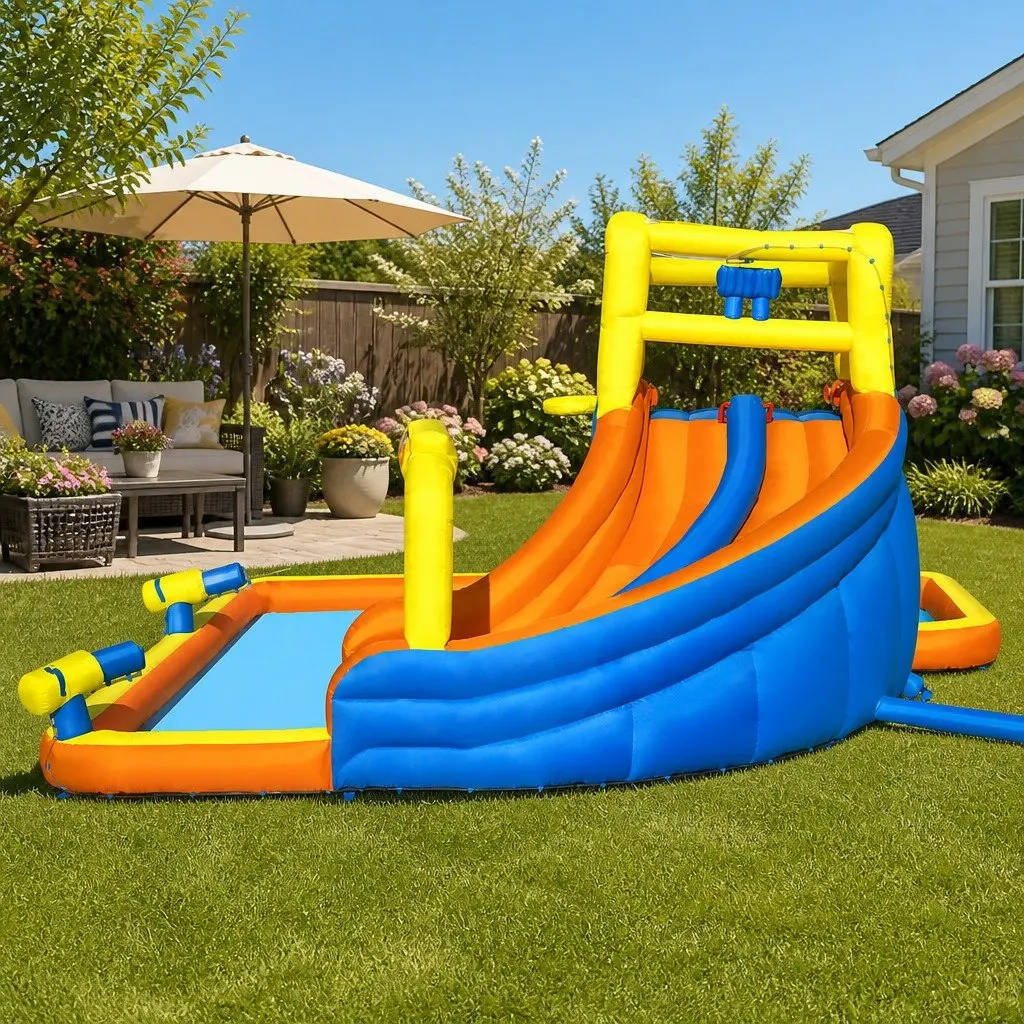Inflatable Water Slide Park Kids Swimming Pool Play 551x502x265cm Multi-Colour