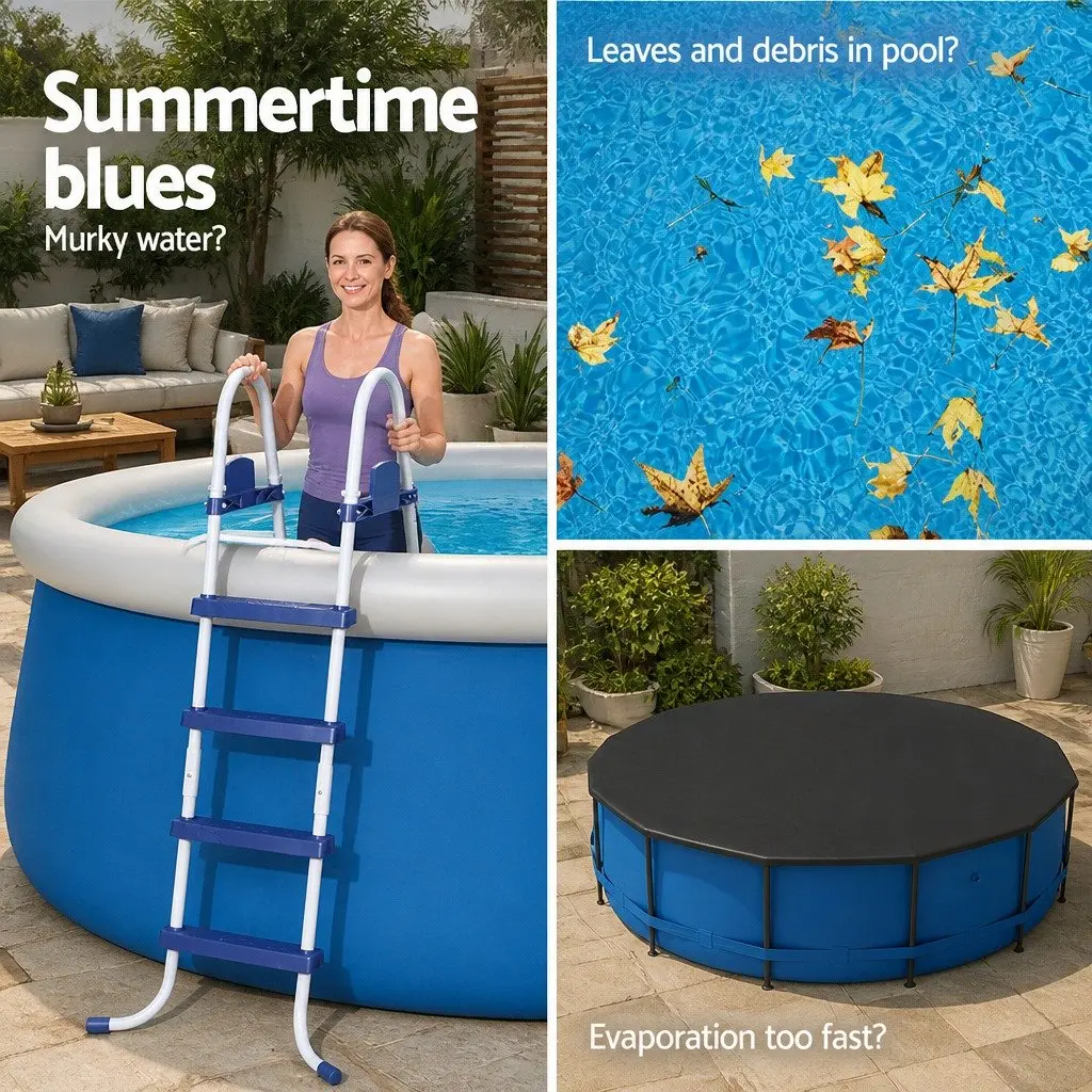 Round Pool Cover UV-Resistant PVC 3.7m Diameter Black