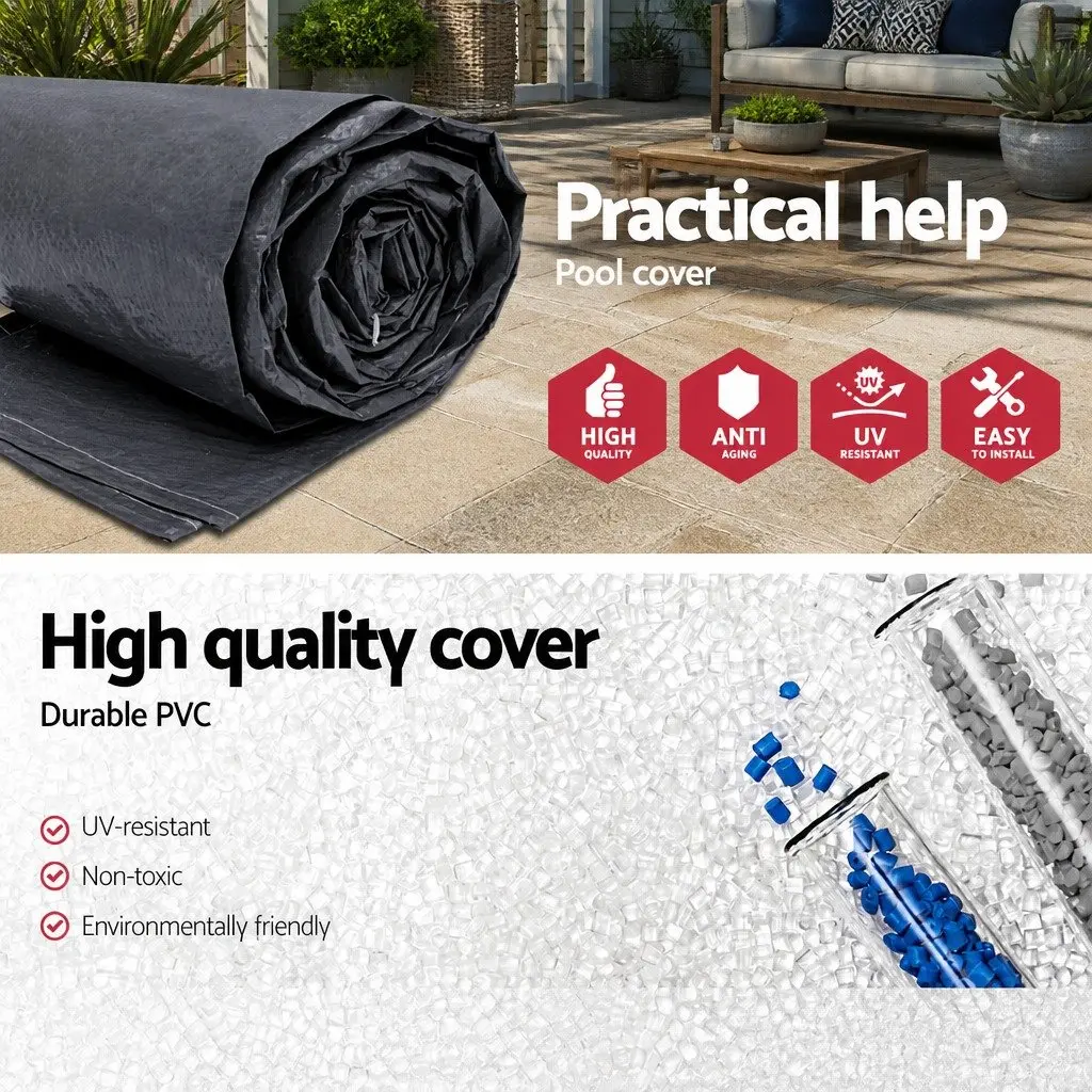 Round Pool Cover UV-Resistant PVC 3.7m Diameter Black