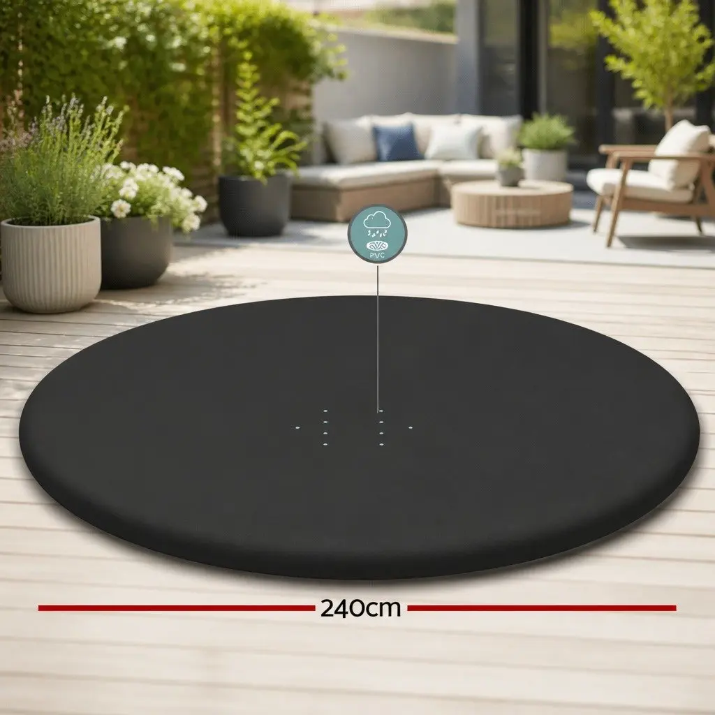 Pool Cover Round PVC 2.44m Above Ground Swimming Pool with Drainage Holes and Rope Ties