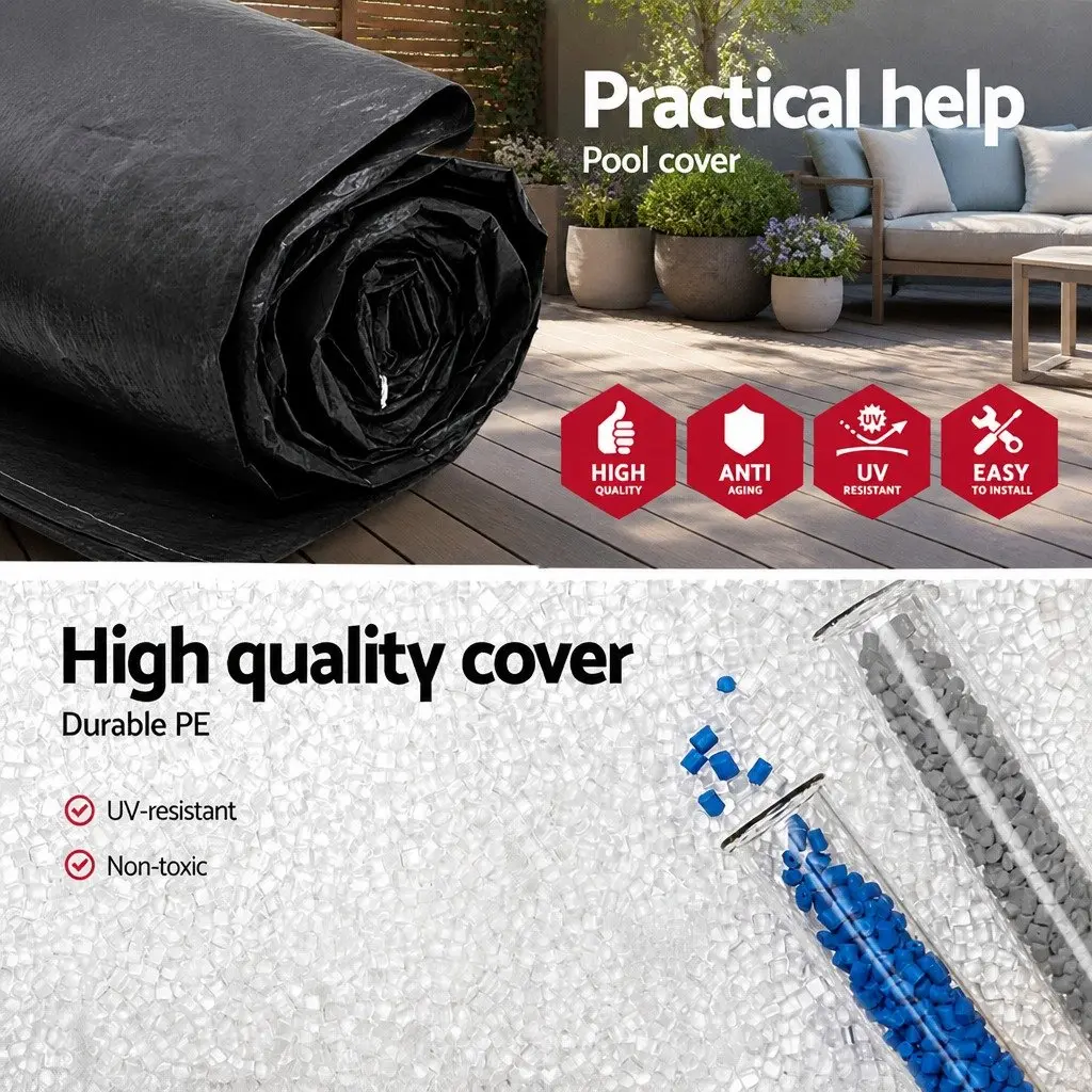 Pool Cover Round PVC 2.44m Above Ground Swimming Pool with Drainage Holes and Rope Ties