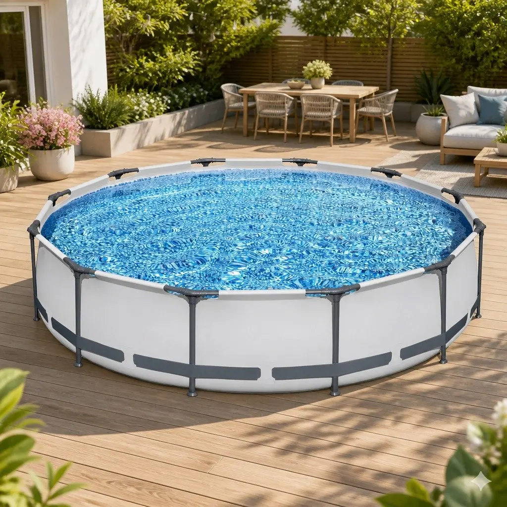 Above Ground Swimming Pool 366cm Round Steel Frame with Filter Pump Garden